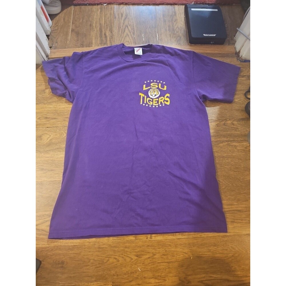 VTG 90s LSU Tigers Purple Mens Large Short Sleeve T-Shirt Double Sided